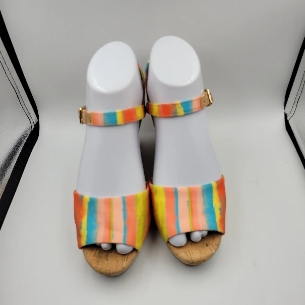 Alex Marie Bright Striped Wedge Heel Sz 6.5